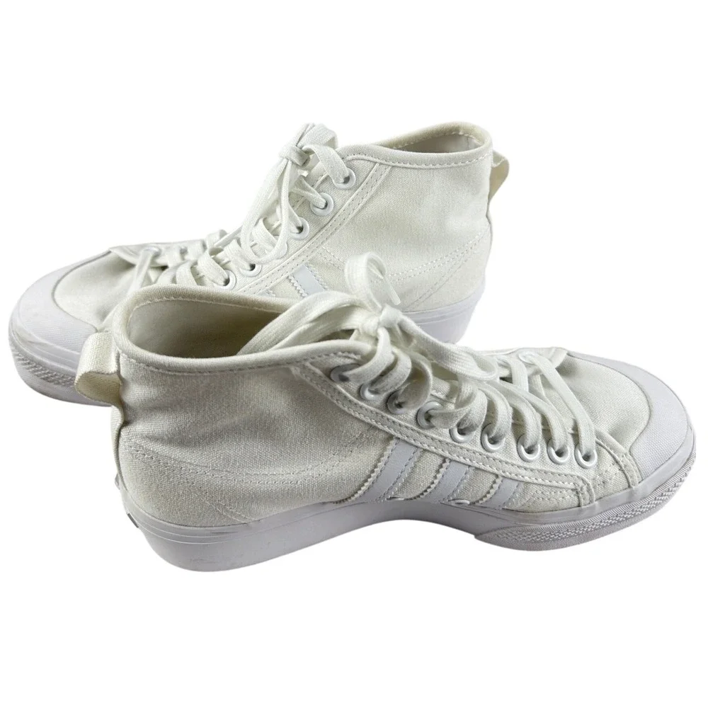 Adidas Nizza Platform High Top‎ Sneakers Womens Size 8 White Canvas FY2782